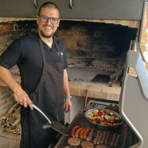 n man grilling on Napoleon Grill